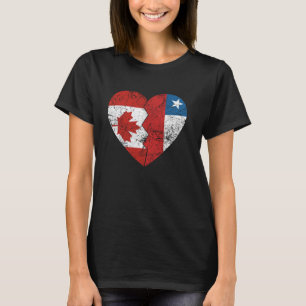 Chilean Canadian Flags Heart  Canada Chile Roots V T-Shirt