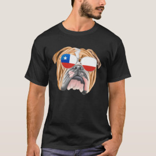 Chilean Flag Bulldog Dog Chile Pocket T-Shirt