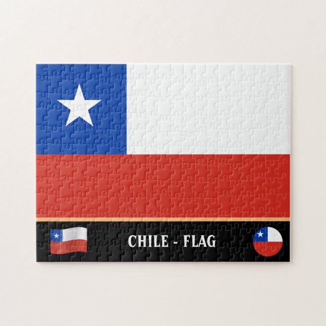 Chilean Flag & Chilean country / Chile Jigsaw Puzzle (Horizontal)