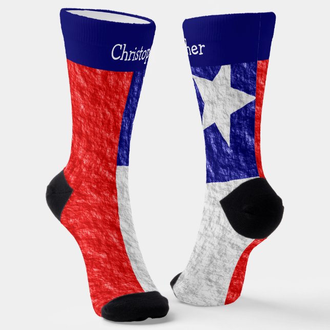 Chilean Flag Design Socks (Angled)