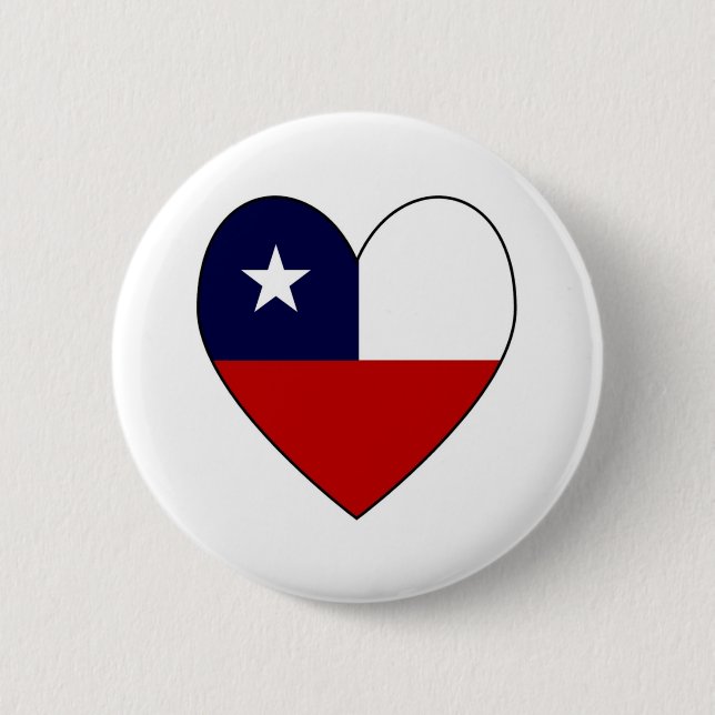 Chilean Flag Heart Valentine 2 Inch Round Button (Front)