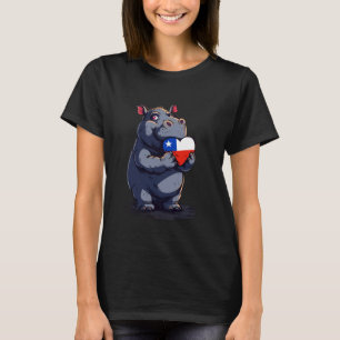 Chilean Flag Hippo Heart Chilean Pride Chilean Roo T-Shirt