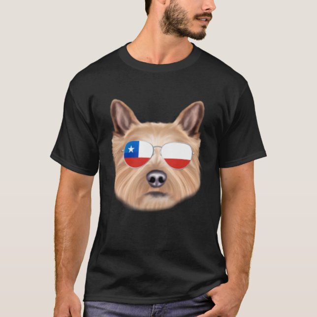 Chilean Flag Norwich Terrier Dog Chile Pocket T-Shirt (Front)