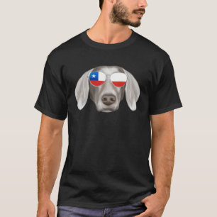 Chilean Flag Weimaraner Dog Chile Pocket T-Shirt
