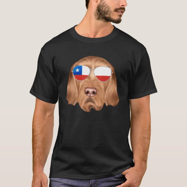 Chilean Flag Wirehaired Vizsla Dog Chile Pocket T-Shirt (Front)