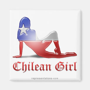Chilean Girl Silhouette Flag Magnet