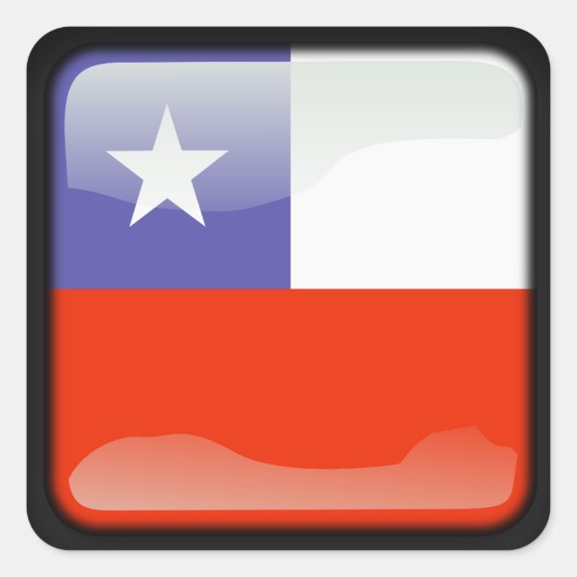 Chilean polished flag square sticker (Front)