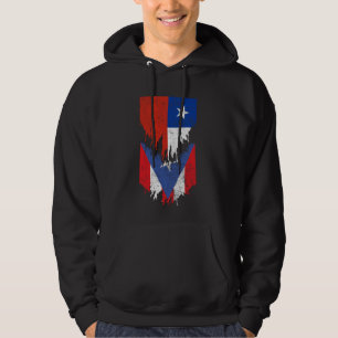 Chilean Puerto Rican Flags Ripped Torn Chile Puert Hoodie