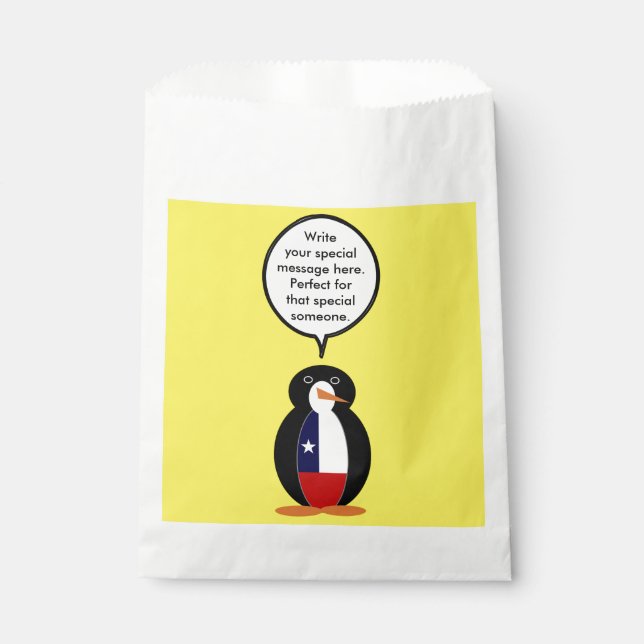 Chilean Talking Ms. Penguin Personalized Favour Bag (Front)