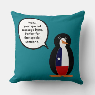 Chilean Talking Ms. Penguin Personalized Throw Pillow