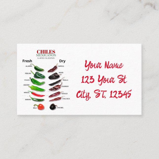 Chiles Fresh and Dry Thunder_Cove  Business Card (Front)