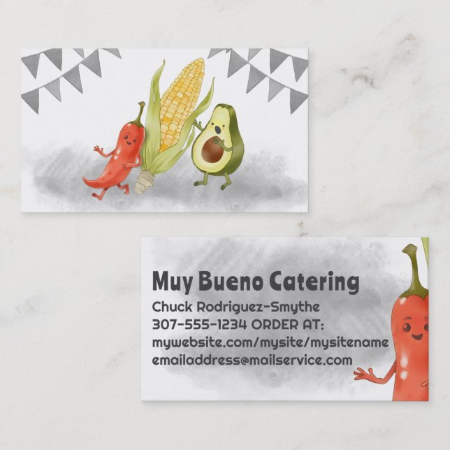 Chili Avocado cuisine mexicaine carte de visite (Devant / Derrière)