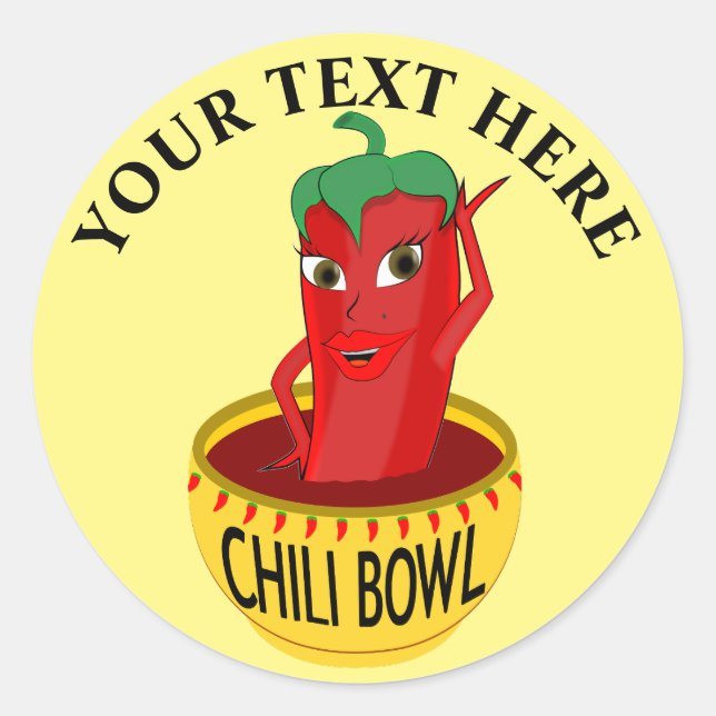 Chili Bowl Cartoon Drawing  Classic Round Sticker (Front)