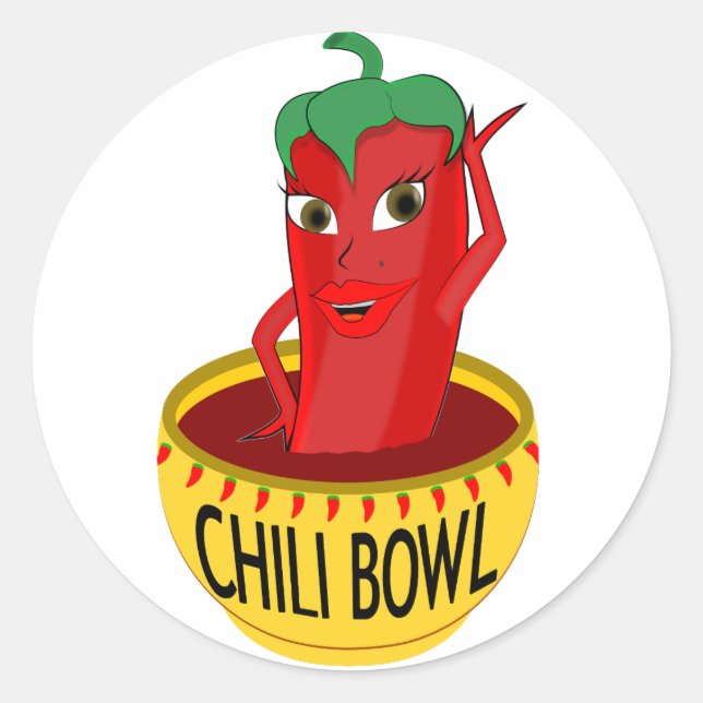 Chili Bowl Cartoon Drawing Classic Round Sticker (Front)