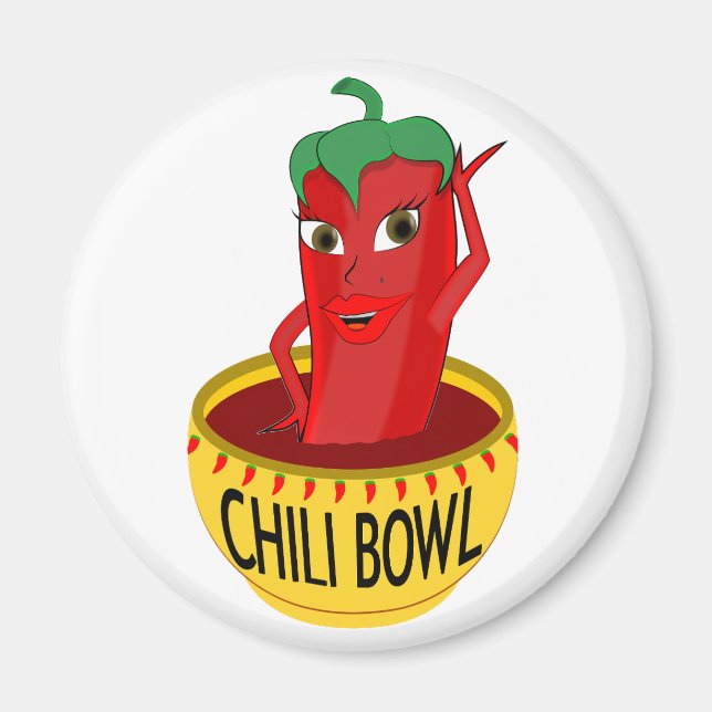 Chili Bowl Cartoon Drawing Magnet (Front)