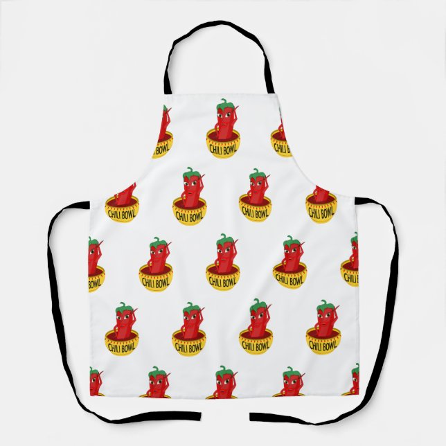 Chili Bowl Cartoon Drawing Pattern Apron (Front)