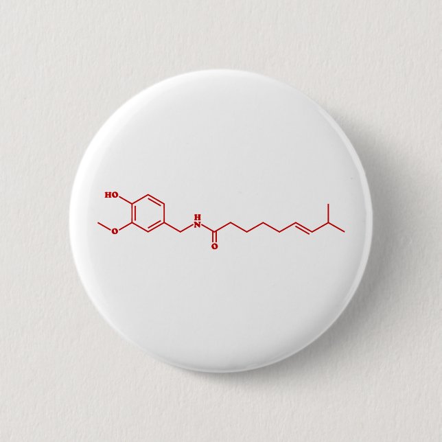 Chili Capsaicin Molecular Chemical Formula 2 Inch Round Button (Front)