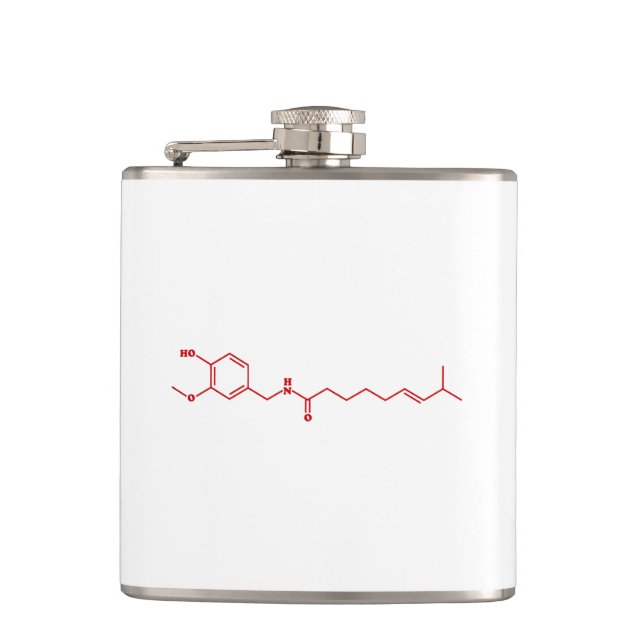 Chili Capsaicin Molecular Chemical Formula Hip Flask (Front)