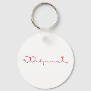 Chili Capsaicin Molecular Chemical Formula Keychain