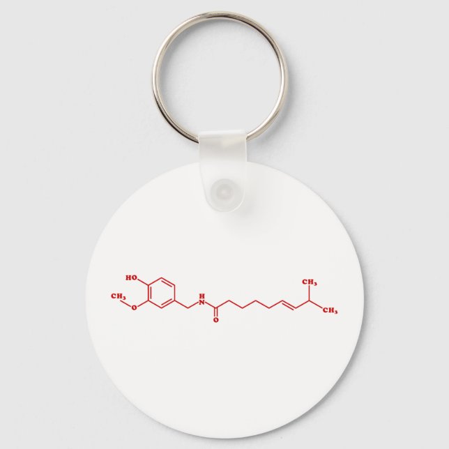 Chili Capsaicin Molecular Chemical Formula Keychain (Front)