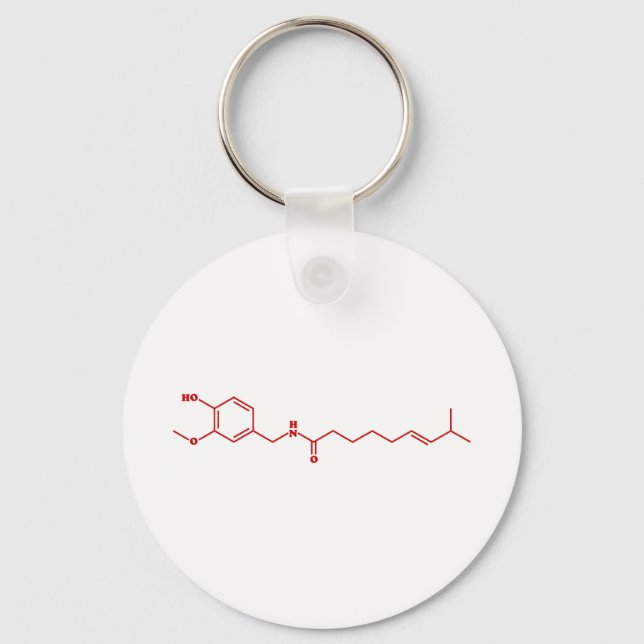 Chili Capsaicin Molecular Chemical Formula Keychain (Front)