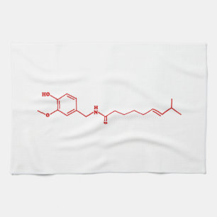 Chili Capsaicin Molecular Chemical Formula Kitchen Towel