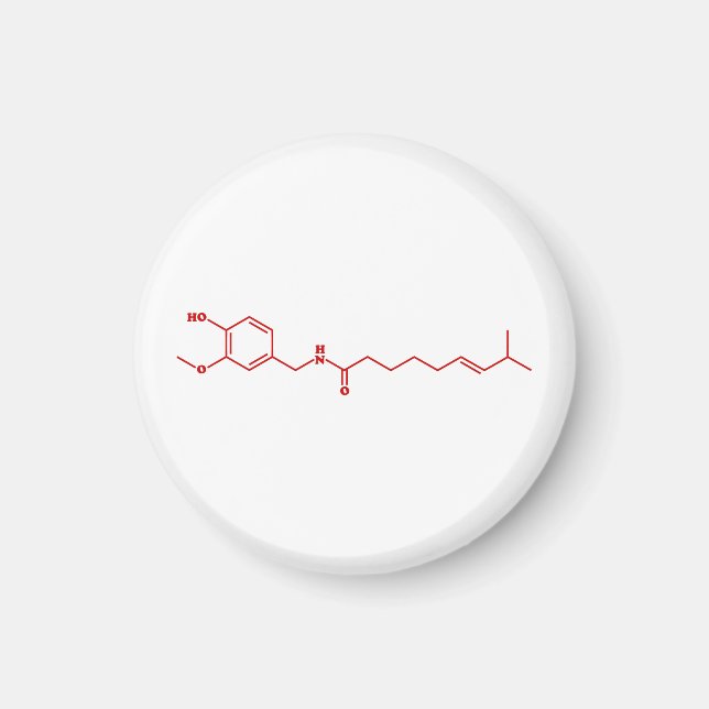 Chili Capsaicin Molecular Chemical Formula Magnet (Front)