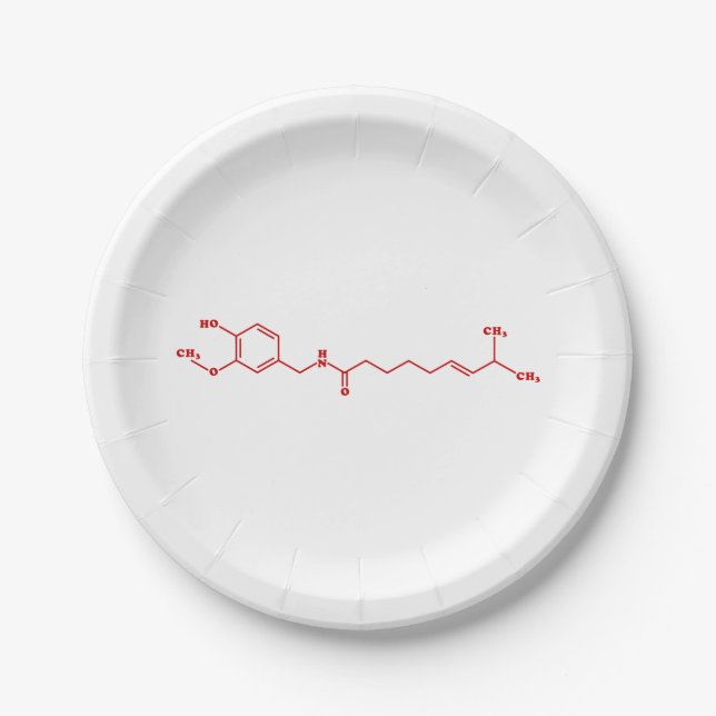 Chili Capsaicin Molecular Chemical Formula Paper Plate (Front)