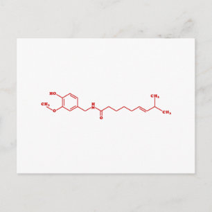 Chili Capsaicin Molecular Chemical Formula Postcard