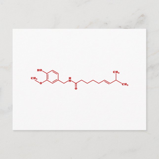 Chili Capsaicin Molecular Chemical Formula Postcard (Front)