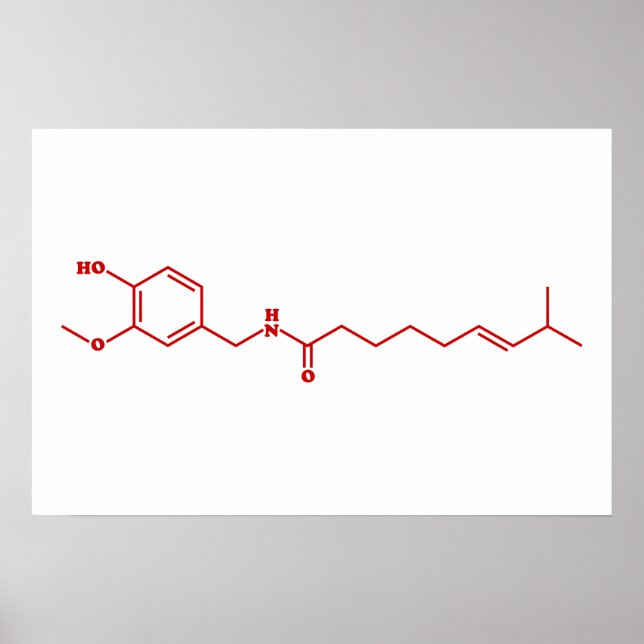 Chili Capsaicin Molecular Chemical Formula Poster (Front)