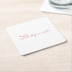 Chili Capsaicin Molecular Chemical Formula Square Paper Coaster