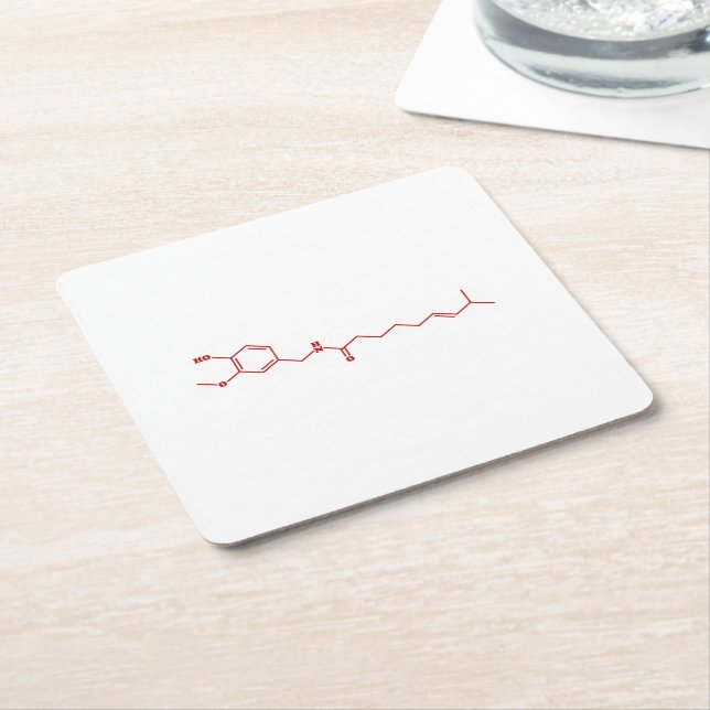 Chili Capsaicin Molecular Chemical Formula Square Paper Coaster (Angled)