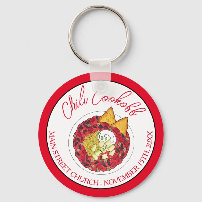 Chili Chilli Soup Cookoff Competition Supper Food Keychain (Front)