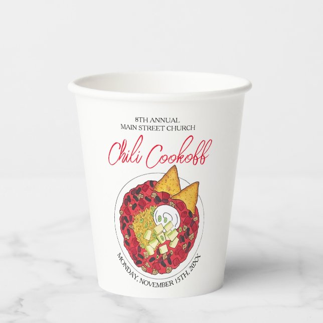Chili Chilli Soup Cookoff Competition Supper Food Paper Cups (Front)