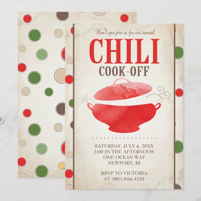 Chili Contest Invitations ~ BBQ Invite (Front/Back)