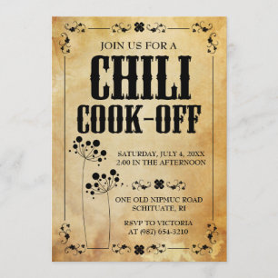 Chili Contest Invitations ~ Chilli Cookout Invite