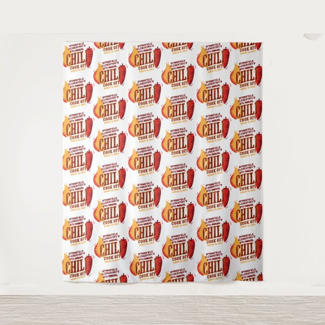 Chili Cook Off | BBQ Contest Step and Repeat Tapestry (Front)
