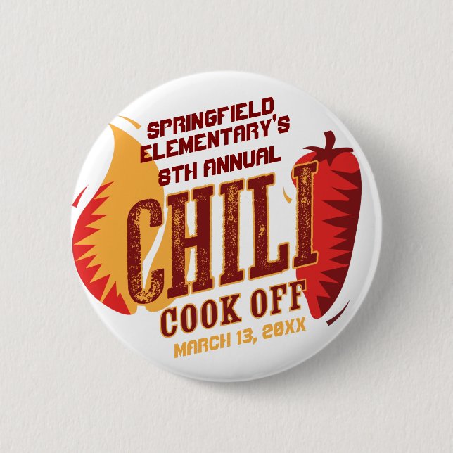 Chili Cook Off | BBQ Cookout Contest 2 Inch Round Button (Front)