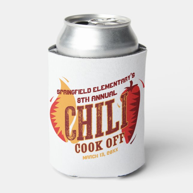 Chili Cook Off | BBQ Cookout Contest Can Cooler (Can Front)