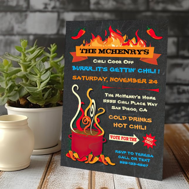 CHILI COOK OFF Chalkboard Party Poster Invitation (Creator Uploaded)