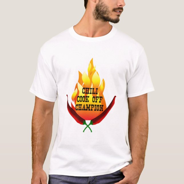 Chili Cook Off Champion Flame Design T-Shirt (Front)
