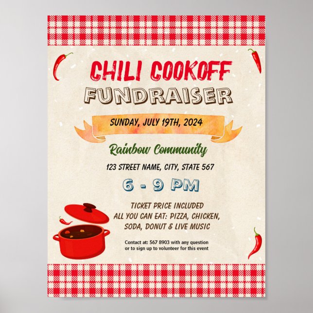 Chili Cook Off Fundraiser template  Poster (Front)