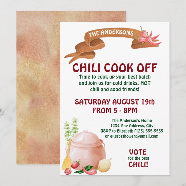 Chili Cook Off Invitation (Devant / Derrière)