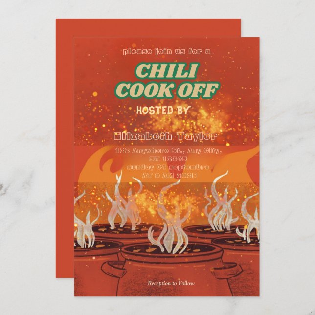Chili Cook Off Party Invitation (Devant / Derrière)