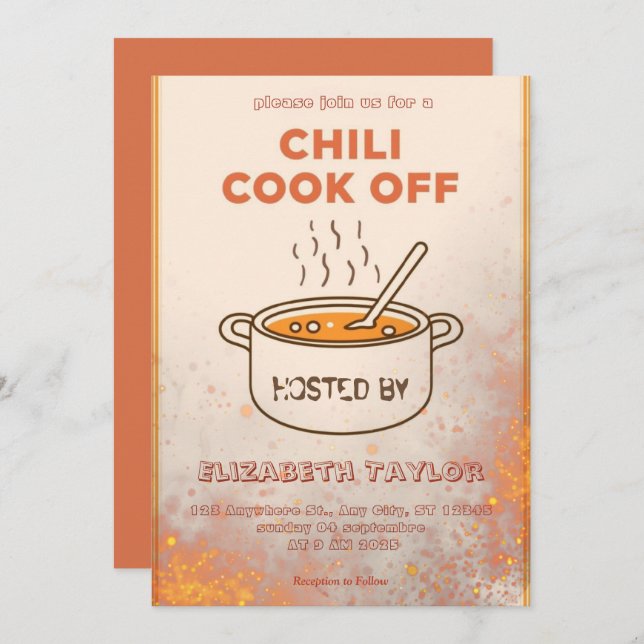 Chili Cook Off Party Invitation (Devant / Derrière)
