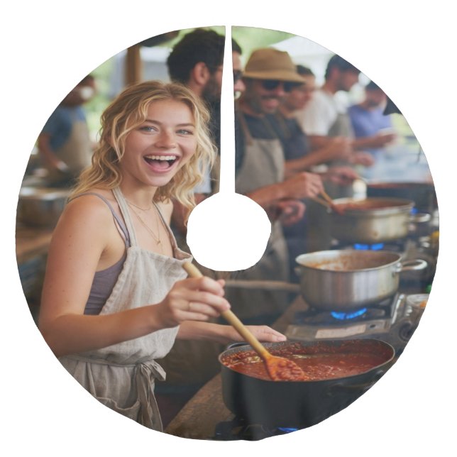 Chili Cook Off Photo Customize Brushed Polyester Tree Skirt (Front)