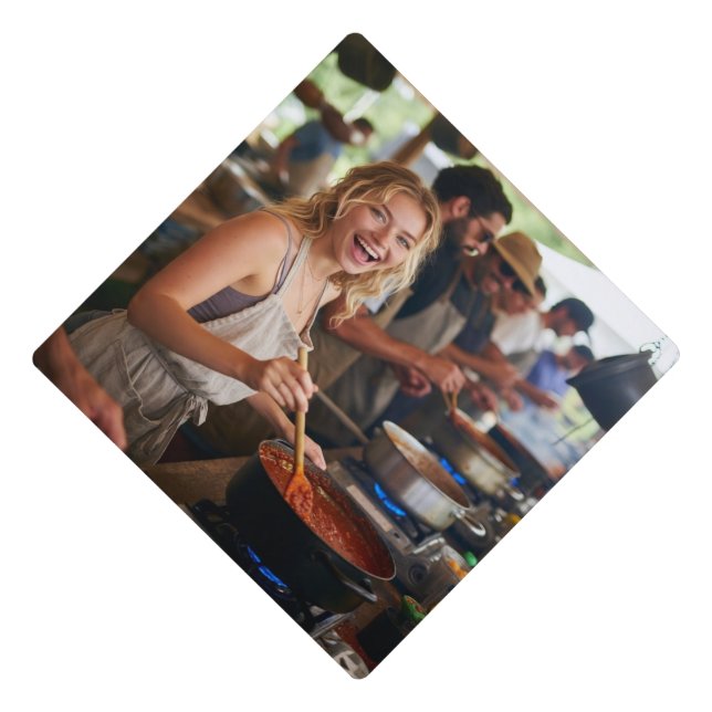 Chili Cook Off Photo Customize Graduation Cap Topper (Front)