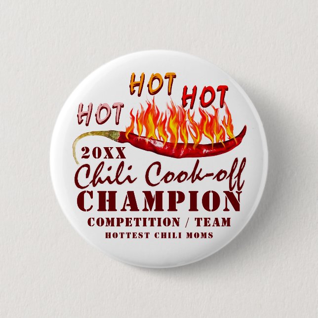 Chili Cook Off Rustic Team Contest Winner Champion 2 Inch Round Button (Front)