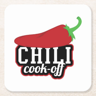 Chili Cook-Off Square Paper Coaster
